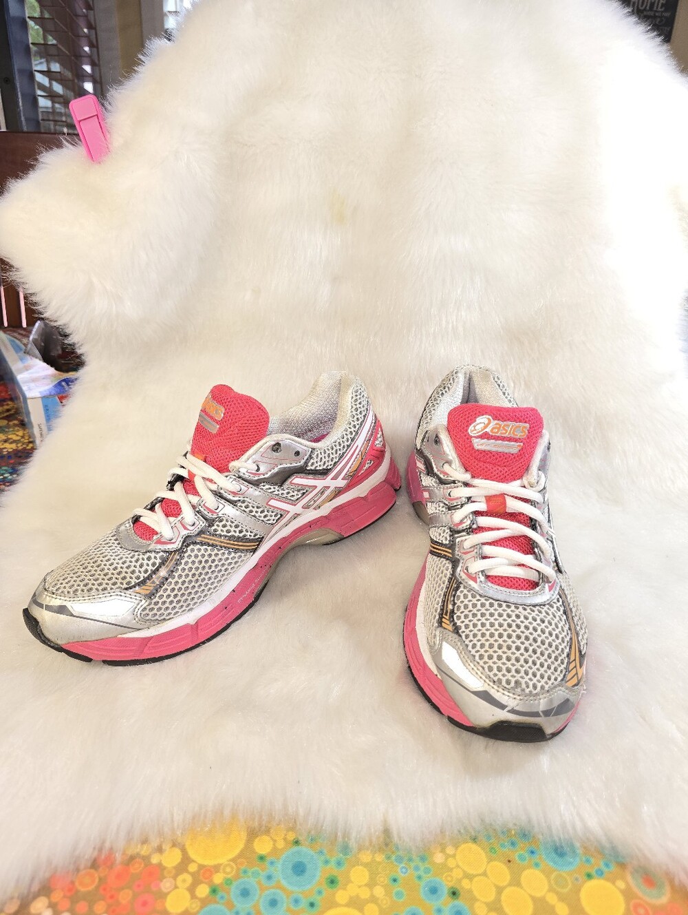 ASICS Gel Surveyor 3 Women's Running Shoes - White, Pink & Orange Accents - Picture 2 of 13